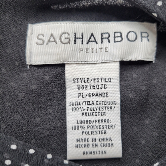 Sag Harbor Midi Chiffon Skirt Suit PL Blouse PM Polka Dot Ruffled Flutter Sleeve - Picture 9 of 12